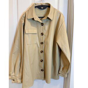 Nasty Gal Faux Leather Shirt Jacket Beige US 8